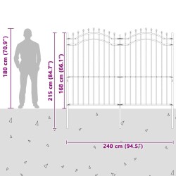 Clôture de jardin Gris 215 cm Acier peint par poudre 