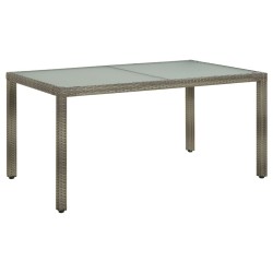 Table de jardin 150x90x75 cm Verre trempé et poly rotin Gris 