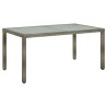 Table de jardin 150x90x75 cm Verre trempé et poly rotin Gris 