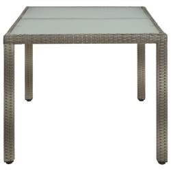 Table de jardin 150x90x75 cm Verre trempé et poly rotin Gris 