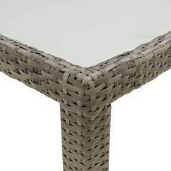 Table de jardin 150x90x75 cm Verre trempé et poly rotin Gris 