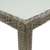 Table de jardin 150x90x75 cm Verre trempé et poly rotin Gris 