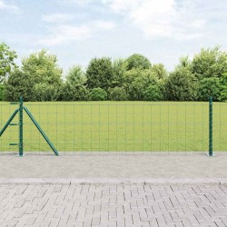 Clôture Euro avec 13 poteaux à bride 0,6 x 25 m en acier galvanisé 