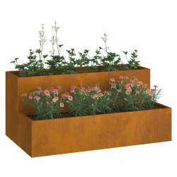jardinière 2 niveaux 100x60x45 cm en acier résistant aux intempéries 