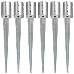 Piquets au sol 6 pcs Argenté 10x76 cm Acier galvanisé 