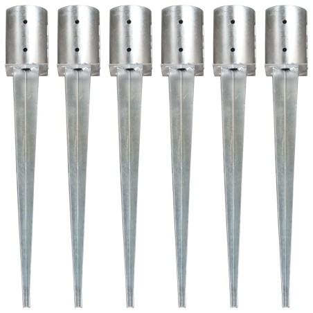 Piquets au sol 6 pcs Argenté 10x76 cm Acier galvanisé 