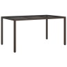 Table de jardin 150x90x75 cm Verre trempé/résine tressée Marron 