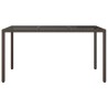 Table de jardin 150x90x75 cm Verre trempé/résine tressée Marron 
