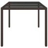 Table de jardin 150x90x75 cm Verre trempé/résine tressée Marron 