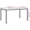 Table de jardin 150x90x75 cm Verre trempé/résine tressée Marron 