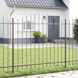 Clôture de jardin avec sommet arrondi, gris, 3,4 x 1,5 m, en acier. 