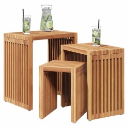 Set de Tables Gigognes 3 pcs en Bois Massif Teck 