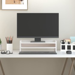 Support de moniteur Blanc 50x24x16 cm Bois de pin solide 