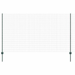 Clôture Euro avec 5 poteaux en U Vert 1.4x10 m Acier 