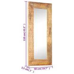 Miroir sculpté à la main 110x50x2,5 cm bois de manguier solide 