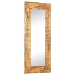 Miroir sculpté à la main 110x50x2,5 cm bois de manguier solide 