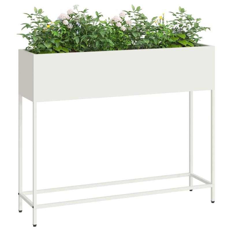 Jardin surélevé 100x26x82 cm Acier Blanc 