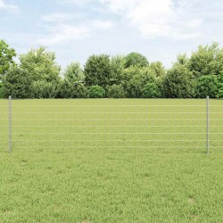 Clôture Euro avec 11 poteaux U Argent 0,6x25 m Acier 