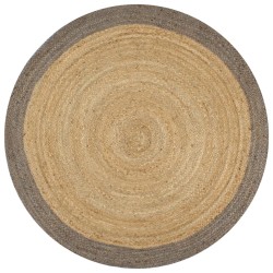 Tapis fait à la main Jute avec bord gris 90 cm 
