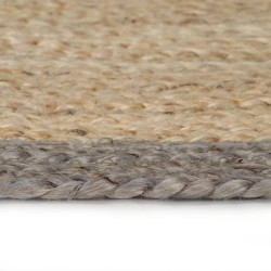 Tapis fait à la main Jute avec bord gris 90 cm 