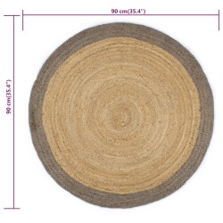 Tapis fait à la main Jute avec bord gris 90 cm 