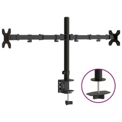 Support de moniteur double noir acier VESA 75/100 mm 