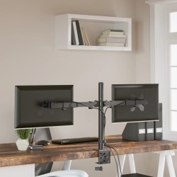 Support de moniteur double noir acier VESA 75/100 mm 