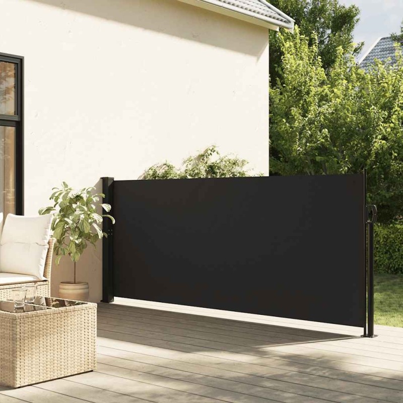 Auvent latéral rétractable noir 140x500 cm 