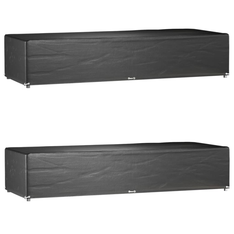 Housses pour chaise longue 2 pcs 12 œillets 205x75x40 cm PE Housses pour chaise longue 2 pcs 12 œillets 205x75x40 cm PE
