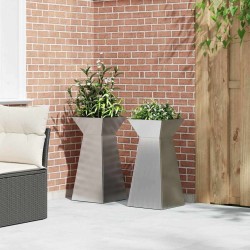 Jardinières sur pied , 2 pièces avec bols de 35x35x73 cm en acier galvanisé. 