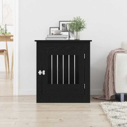 Meuble pour cage à chien en chêne noir 80 x 64,5 x 71 cm en bois d'ingénierie 