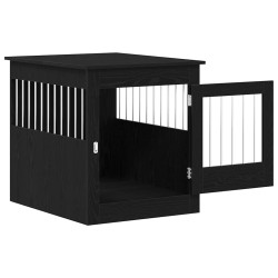 Meuble pour cage à chien en chêne noir 80 x 64,5 x 71 cm en bois d'ingénierie 