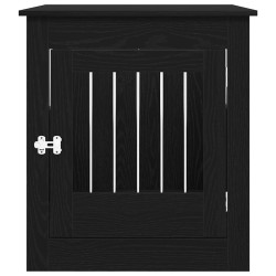 Meuble pour cage à chien en chêne noir 80 x 64,5 x 71 cm en bois d'ingénierie 