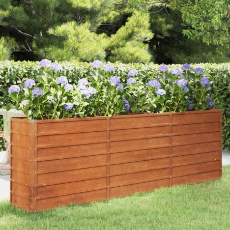Lit surélevé de jardin rouillé 240x40x77 cm acier corten 