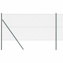 Jeu de Poteaux de Clôture Vert 1.4 x 10 m Acier galvanisé 