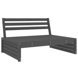 Canapé central de jardin gris 120x80 cm bois de pin massif 