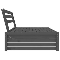 Canapé central de jardin gris 120x80 cm bois de pin massif 
