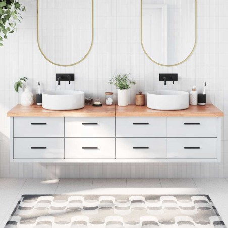 Comptoir de salle de bain marron 200x50x(2-4) cm bois traité 
