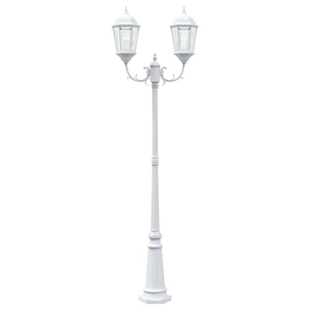 Poteau de lumière de jardin 2 lampes E27 Blanc 235 cm Aluminium 