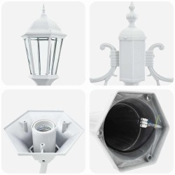 Poteau de lumière de jardin 2 lampes E27 Blanc 235 cm Aluminium 