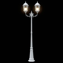 Poteau de lumière de jardin 2 lampes E27 Blanc 235 cm Aluminium 