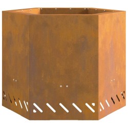 Foyer sans Fumée Hexagonal 58x58x51 cm en Acier Résistant aux Intempéries 