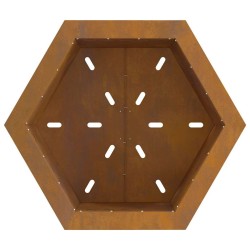 Foyer sans Fumée Hexagonal 58x58x51 cm en Acier Résistant aux Intempéries 