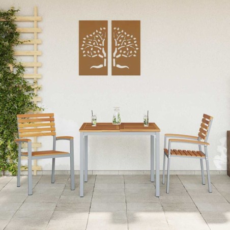 Chaises de jardin 2 pcs Grises en bois d'acacia et en acier 