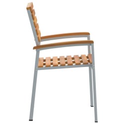 Chaises de jardin 2 pcs Grises en bois d'acacia et en acier 