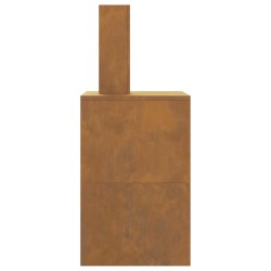 brasero avec cheminée 60x40x96 cm en acier weathering 
