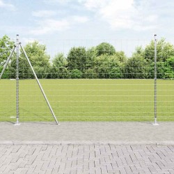 Clôture Euro avec 7 poteaux, 1,4 x 10 m, en acier galvanisé 