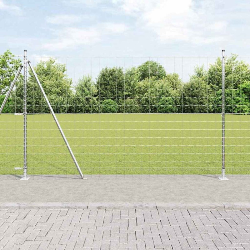 Clôture Euro avec 7 poteaux, 1,4 x 10 m, en acier galvanisé 