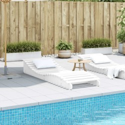 Chaise longue blanc 205x70x31,5 cm bois massif de pin 