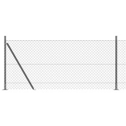 Jeu de Poteaux de Clôture Argent 10 x 0.8 m 